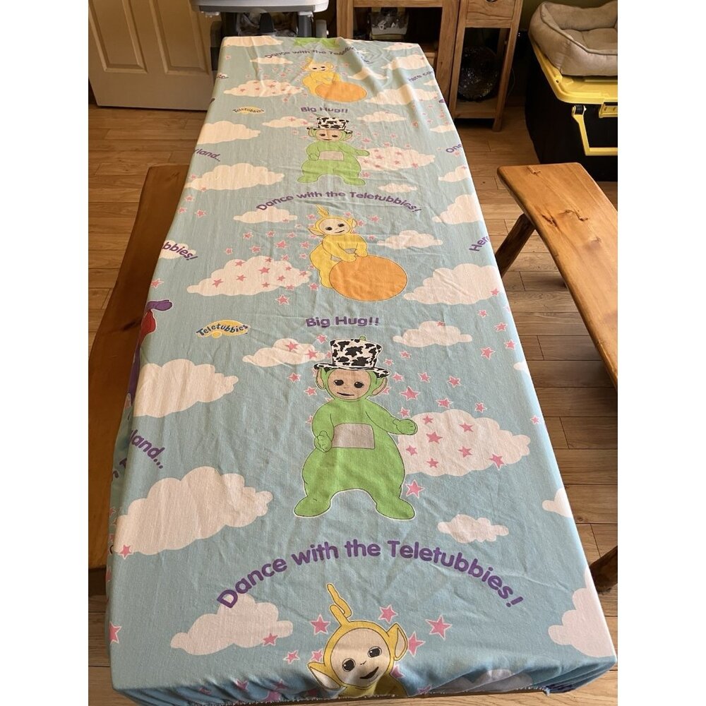 Teletubbies Vintage 1998 Fitted Bed / Crib Sheet Bibb Company USA